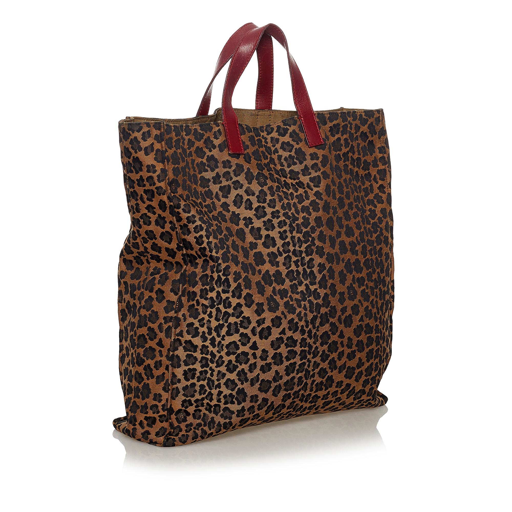 FNDI Leopard Print Nylon Tote Bag (SHG-33460)