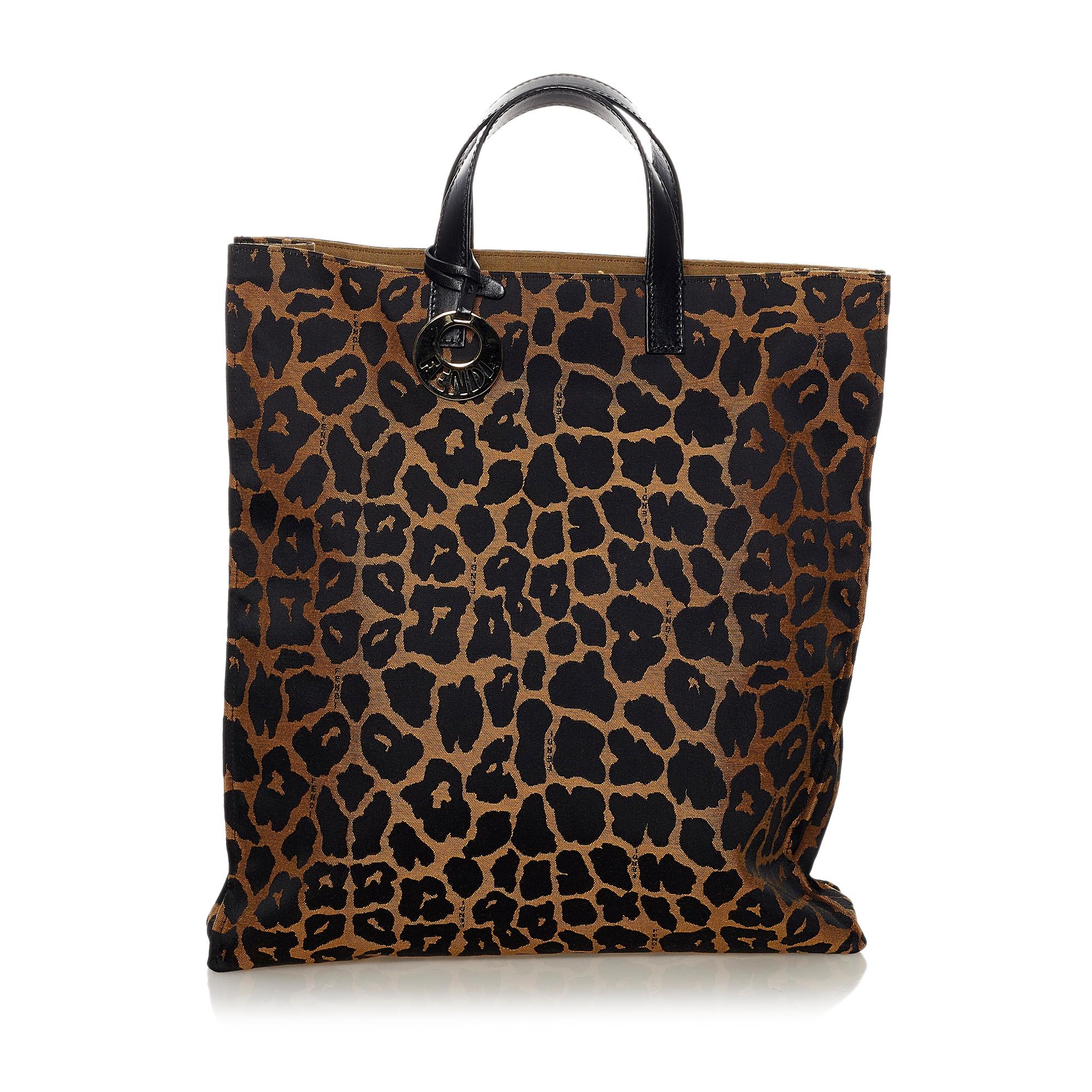 FNDI Leopard Print Nylon Tote Bag (SHG-33837)
