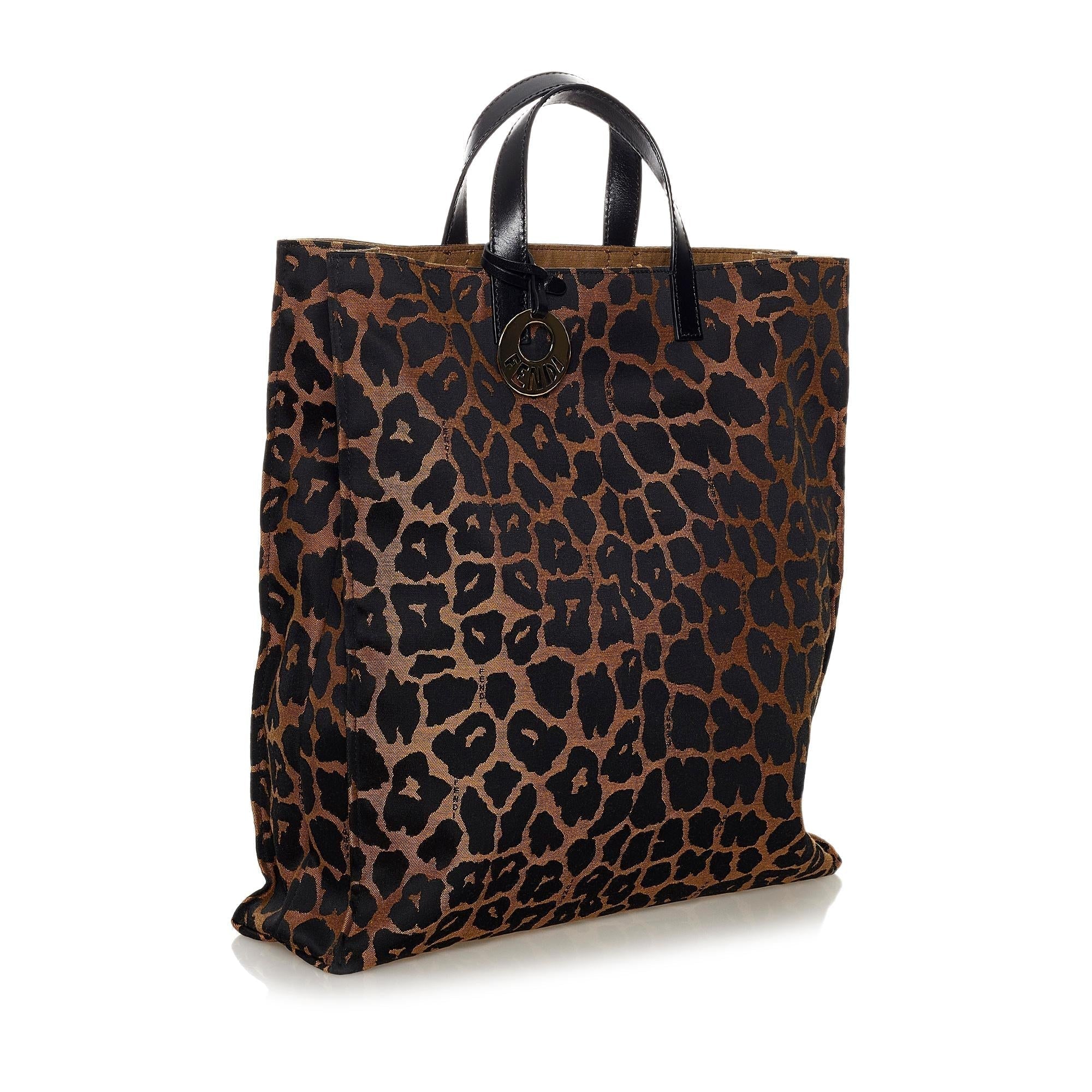 FNDI Leopard Print Nylon Tote Bag (SHG-33837)