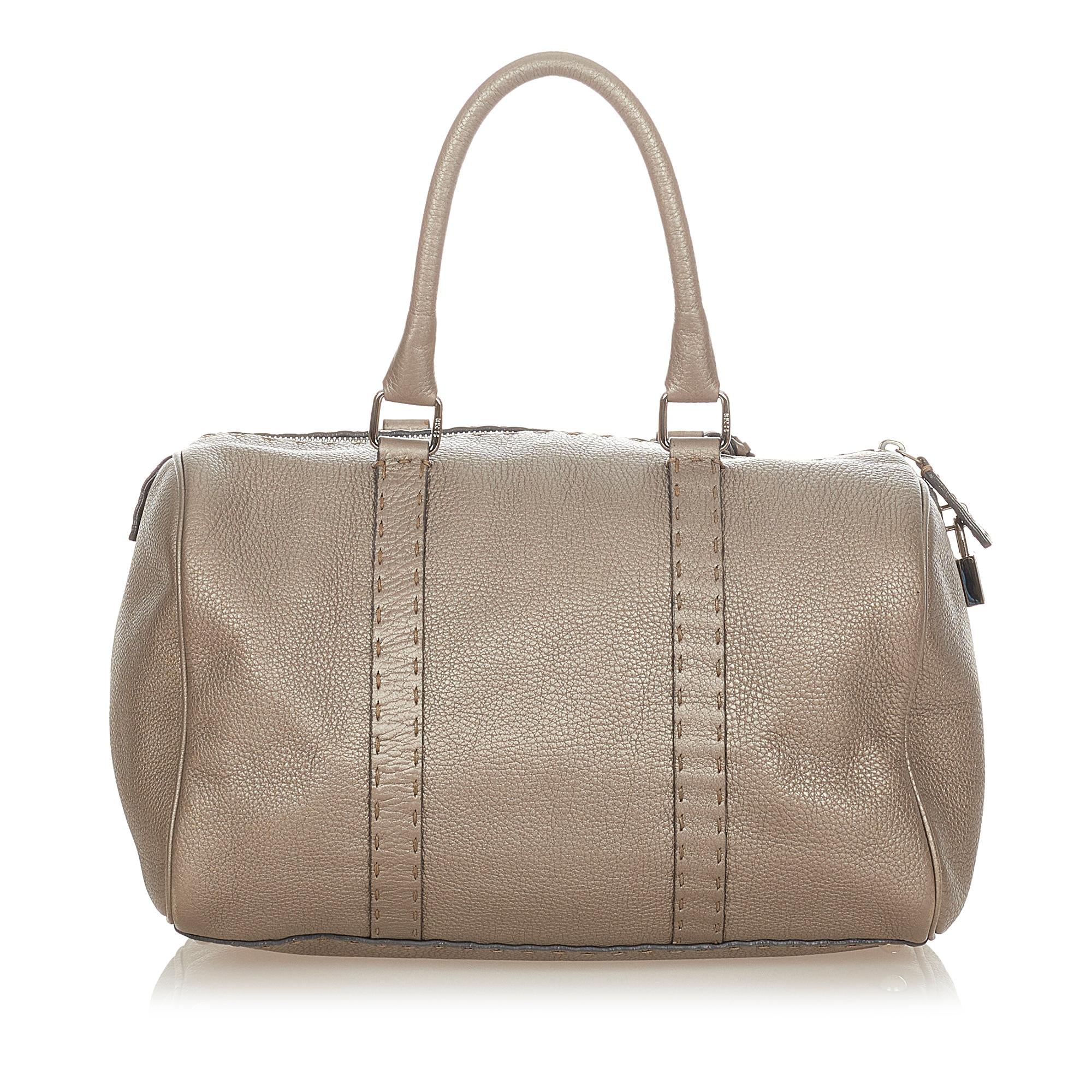 FNDI Linda Leather Boston Bag (SHG-25378)