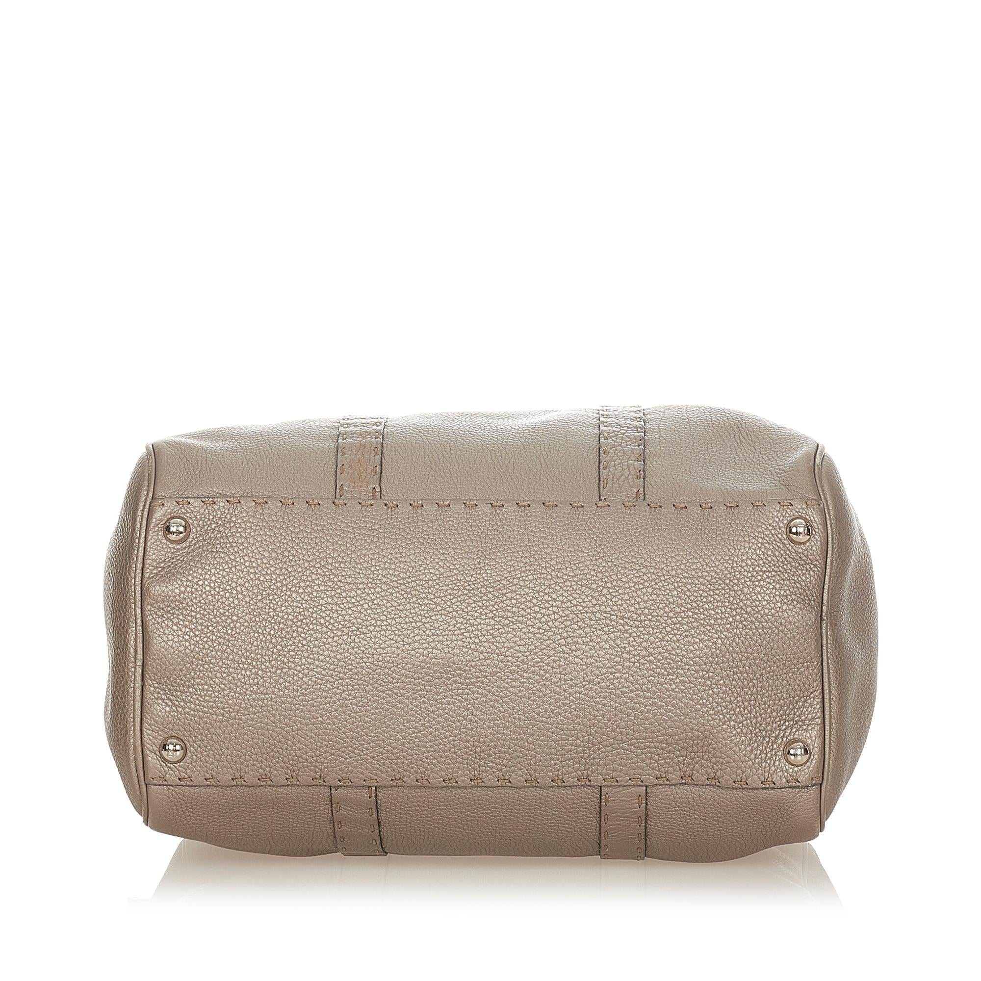 FNDI Linda Leather Boston Bag (SHG-25378)