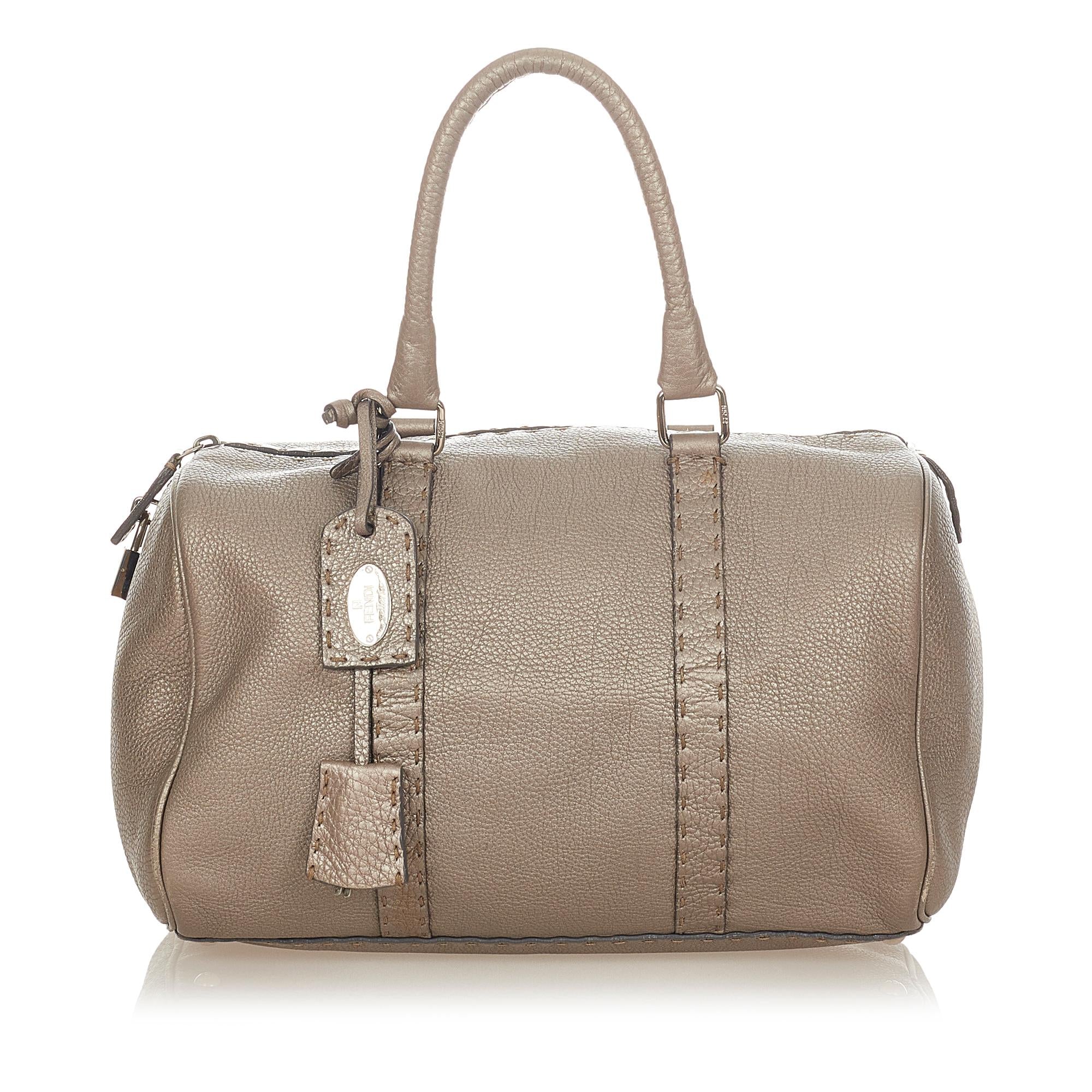 FNDI Linda Leather Boston Bag (SHG-25378)