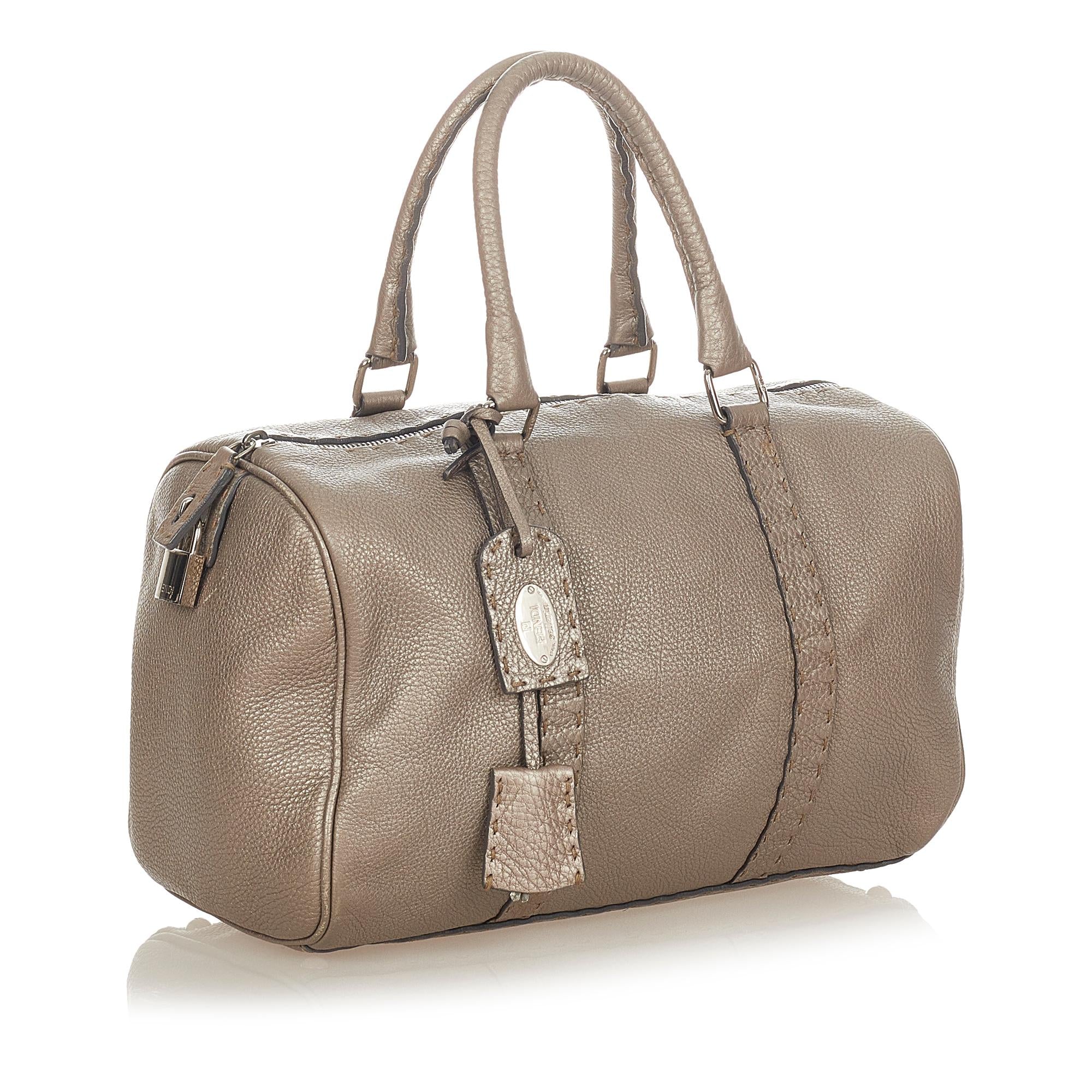FNDI Linda Leather Boston Bag (SHG-25378)