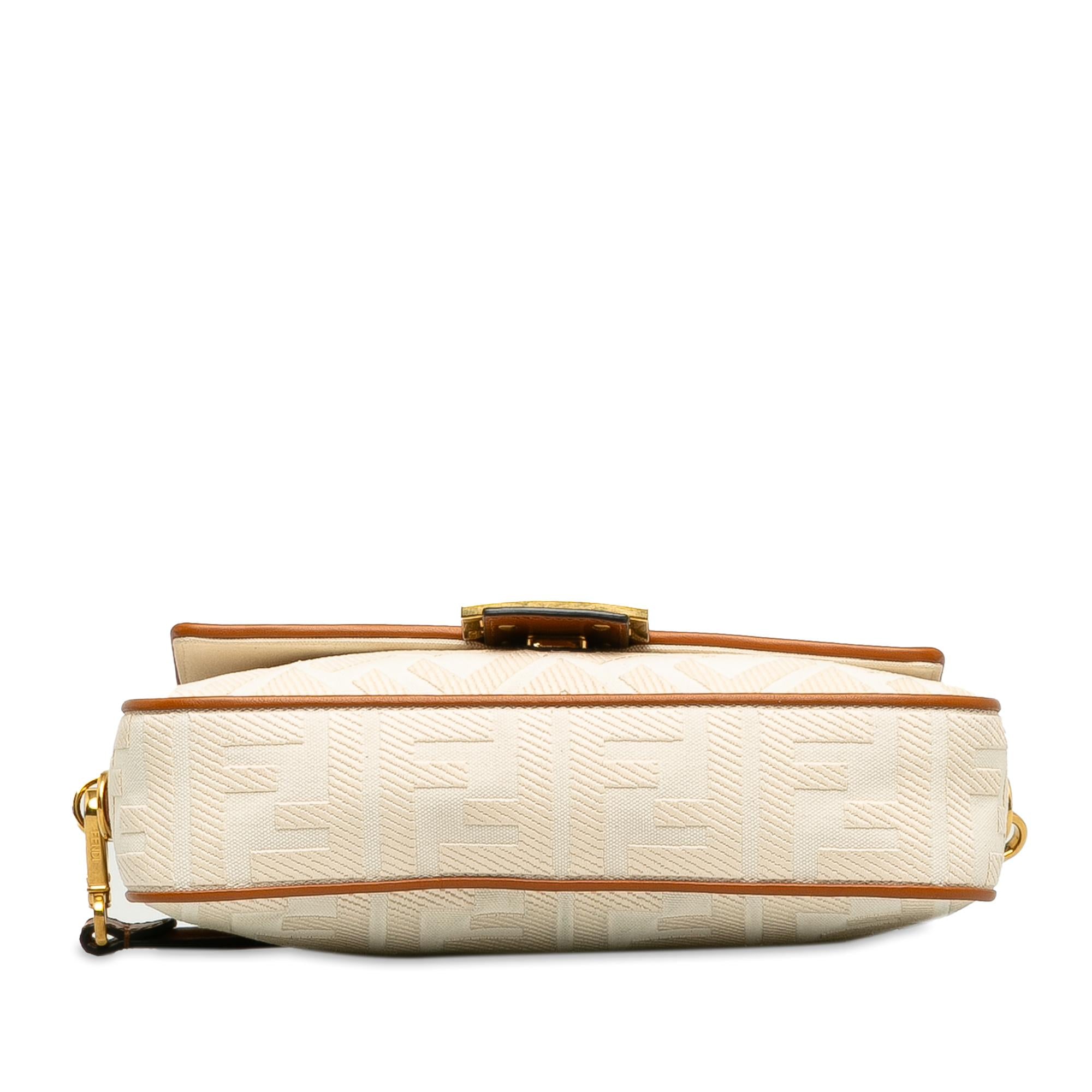 FNDI Medium Embossed Canvas FF Baguette (SHG-K9Z8RL)