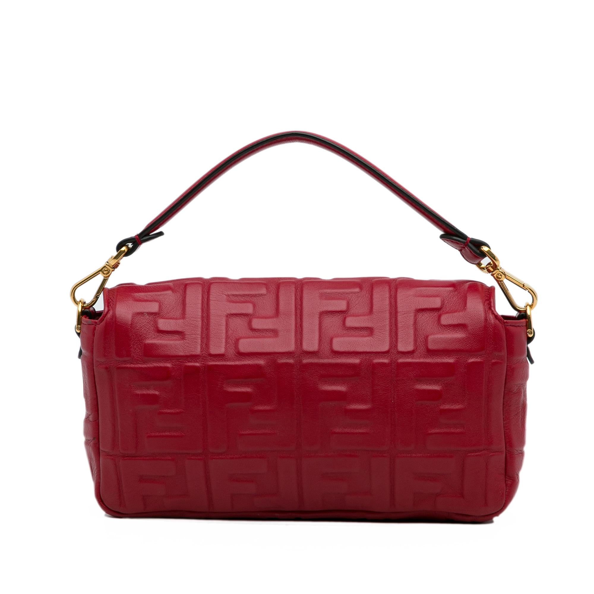 FNDI Medium Embossed Zucca Baguette (SHG-nWpDEM)