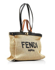 FNDI Medium Raffia Peekaboo X-Tote (SHG-XeawZy)