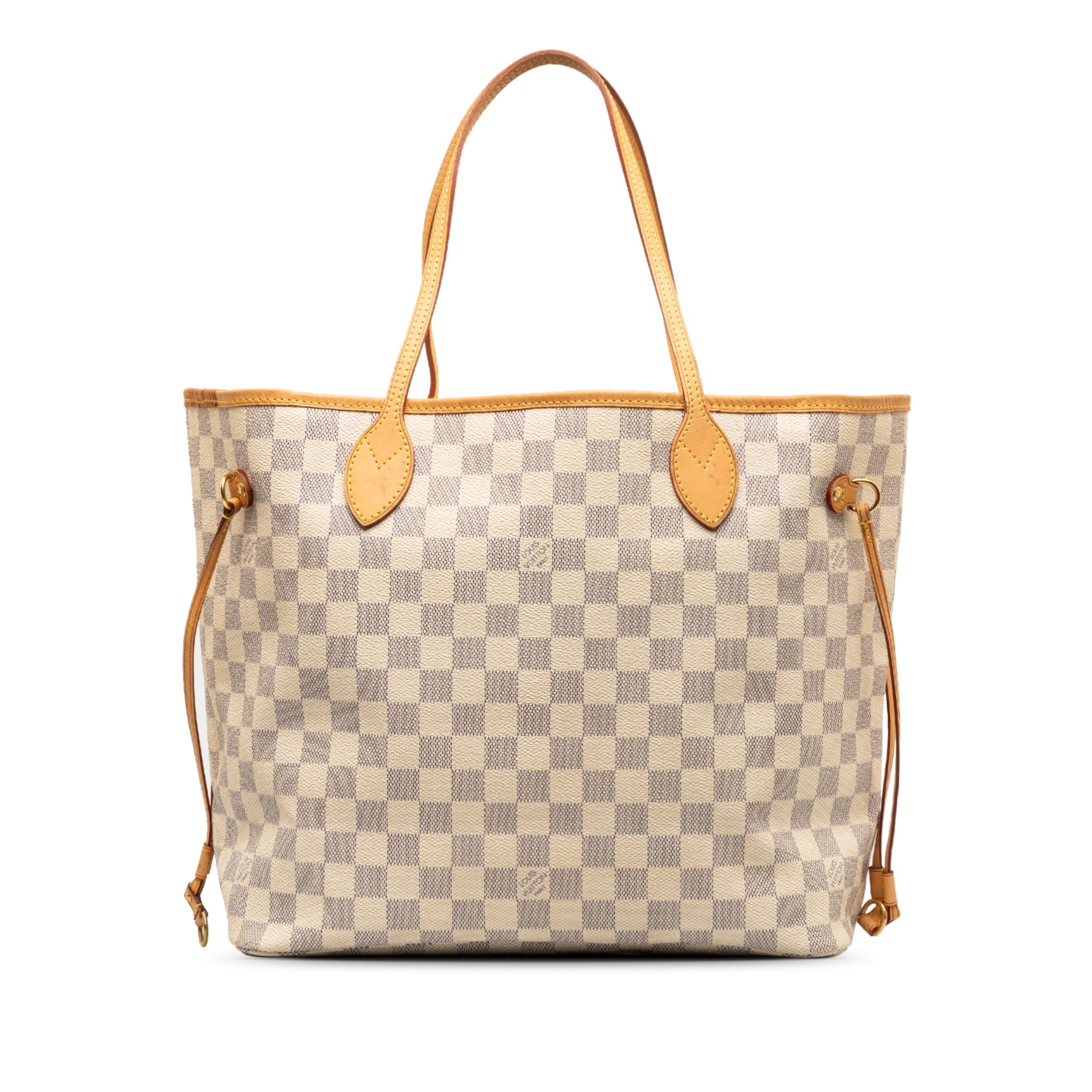 Beige LV Damier Azur Neverfull MM Tote Bag