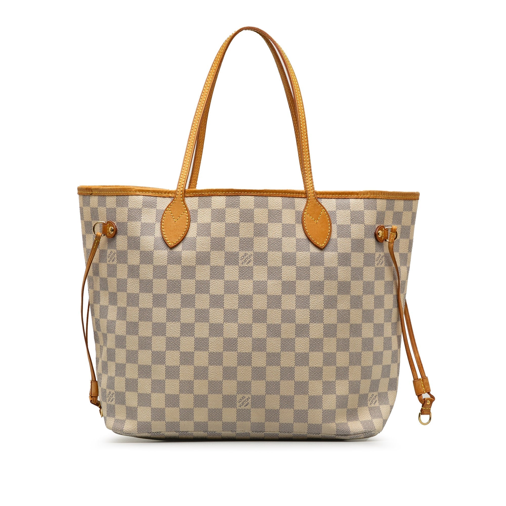Beige LV Damier Azur Neverfull MM Tote Bag