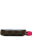 Brown LV Monogram Bears on Skis Christmas Animation Mini Pochette Accessories Shoulder Bag