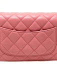 CHNL Pink Quilted Lambskin Leather Wallet On Chain WOC Messenger Bag