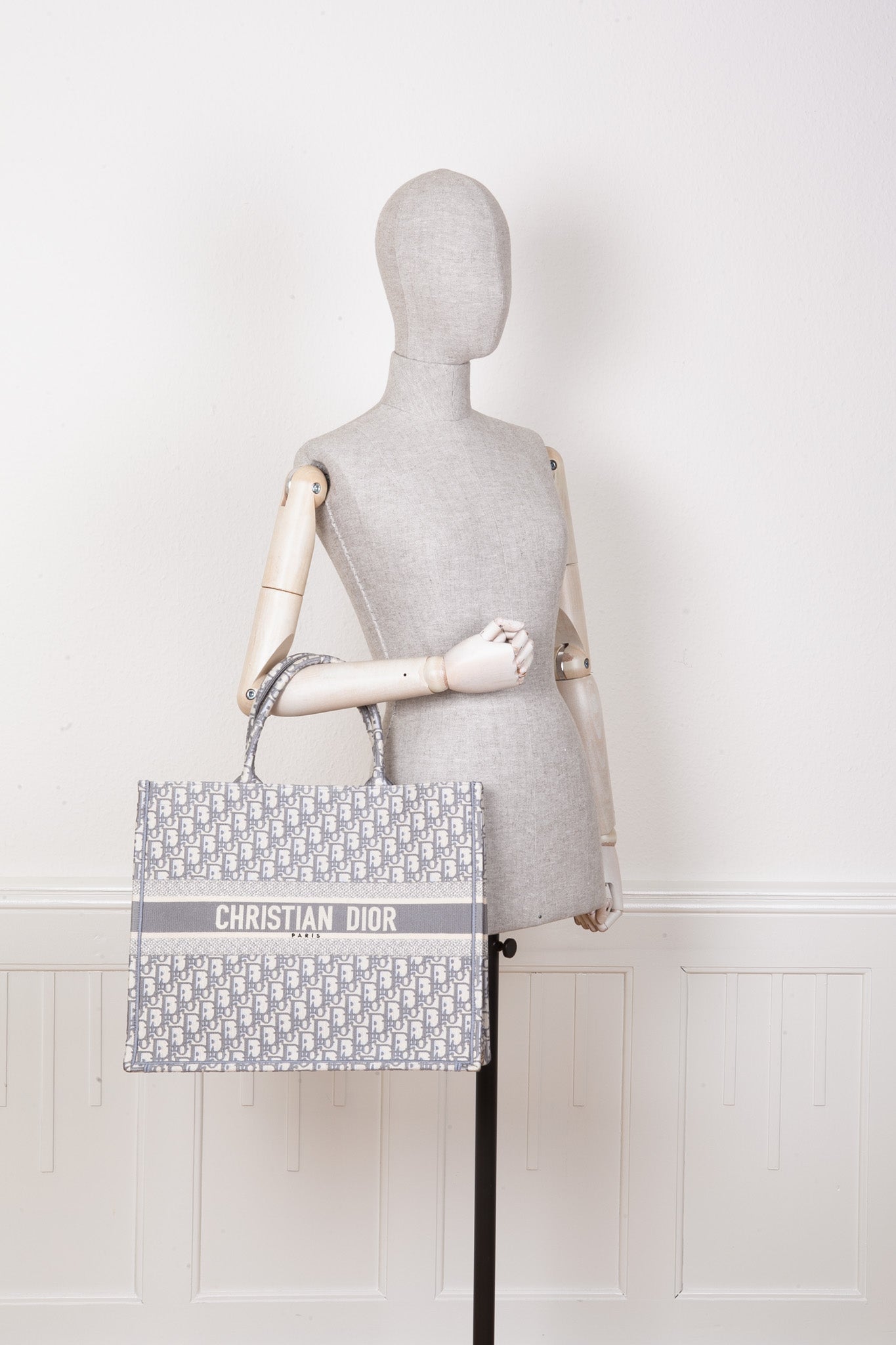 CHRISTIAN DOR Book Tote Large Oblique Grey