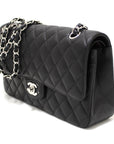 CHNL Classic Black Quilted Caviar Leather Classic Medium Double Flap Bag