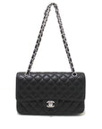 CHNL Classic Black Quilted Caviar Leather Classic Medium Double Flap Bag
