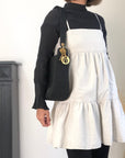 Christian DOR Cannage Logo Charm Shoulder bag Black Vintage jbwgb