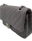 CHNL Grey Glitter Canvas Medium Classic Flap Shoulder Chain Bag