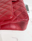 CHNL Medium Classic Flap in Cherry Red Caviar AGHW