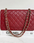CHNL Medium Classic Flap in Cherry Red Caviar AGHW