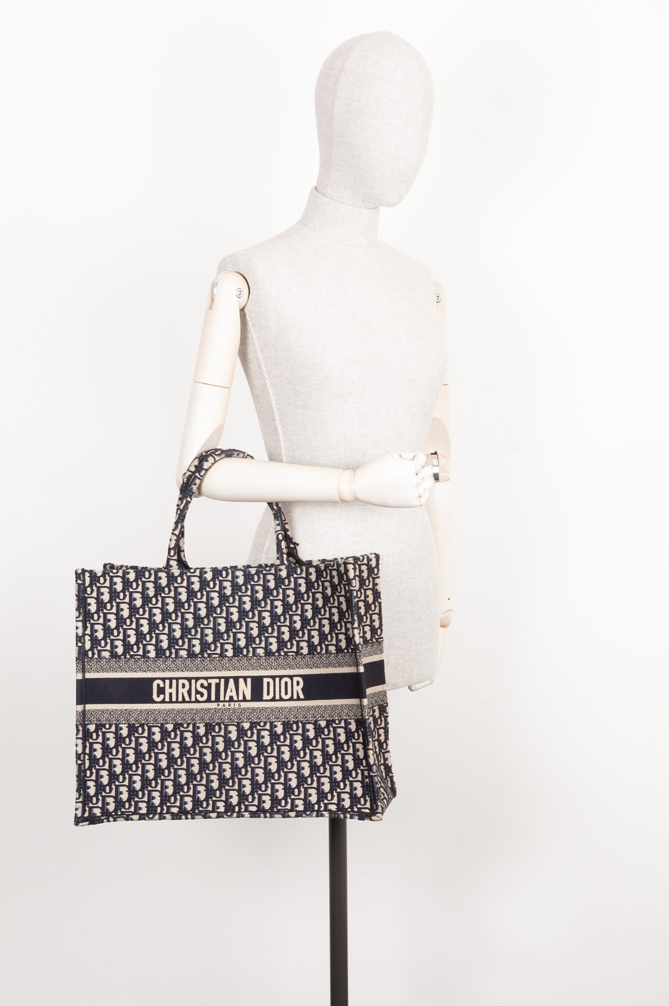 CHRISTIAN DOR Book Tote Large Oblique Blue