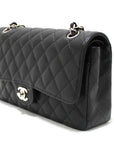 CHNL Classic Black Quilted Caviar Leather Classic Medium Double Flap Bag