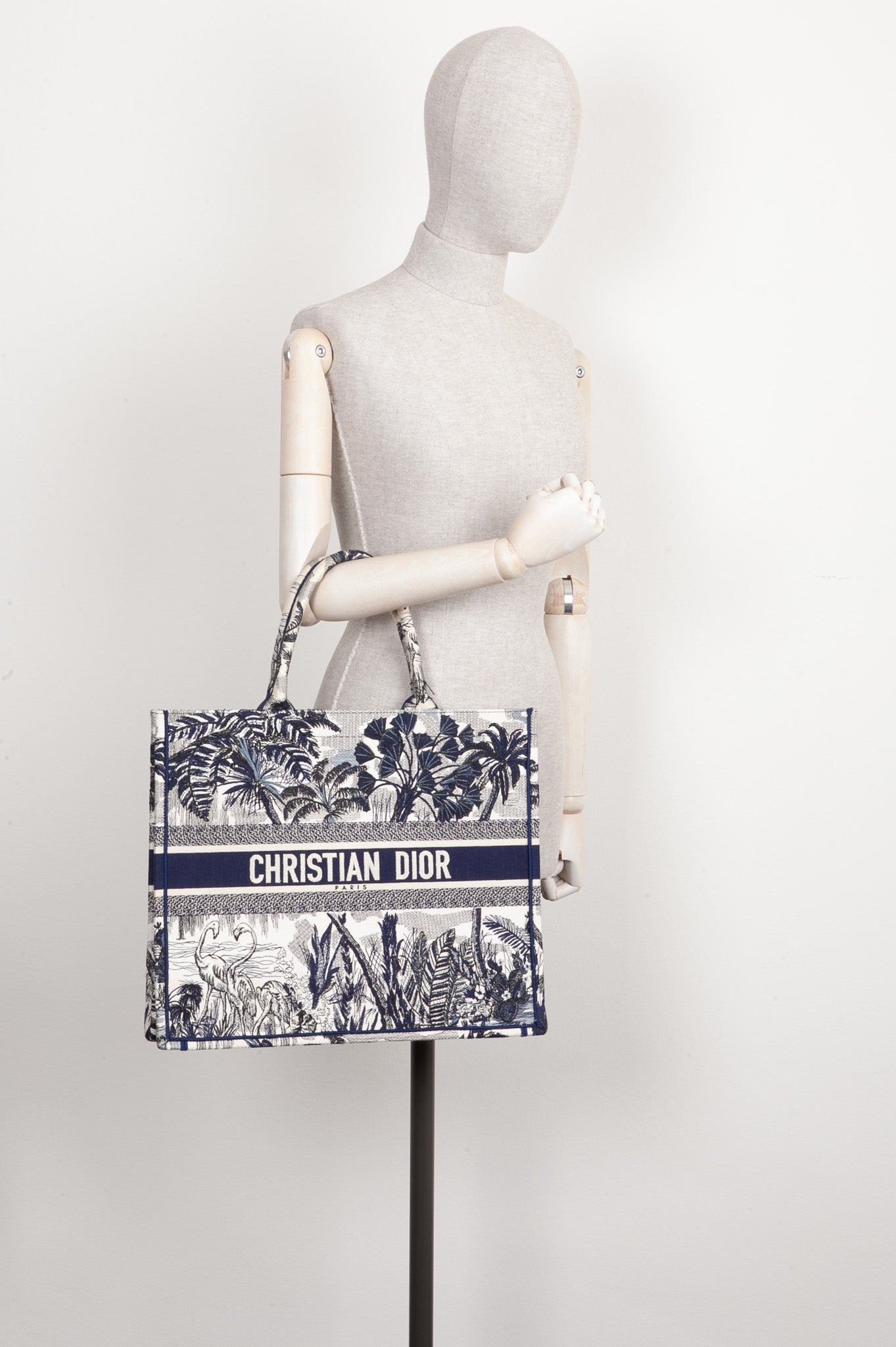 CHRISTIAN DOR Book Tote Blue and White