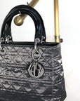 Christian DOR Cannage CD Logo Charm Two-way Handbag Shoulder bag Black Vintage cgj
