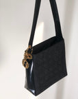 Christian DOR Cannage Nylon Shoulder bag Black Vintage spxywa