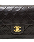 CHNL Vinatge Black Lambskin Leather Classic Medium Double Flap Bag
