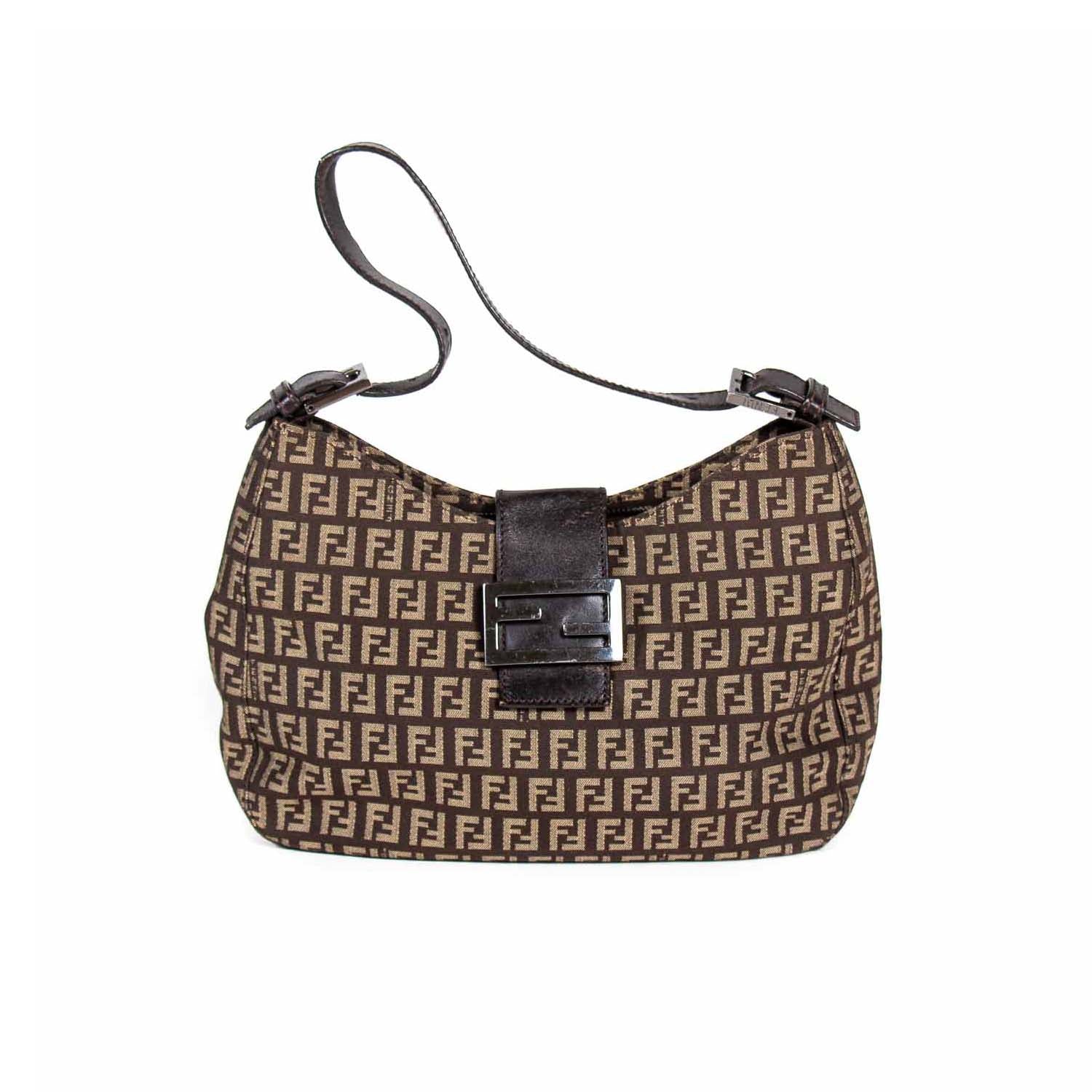 FNDI Leather Trimmed Zucca Baguette