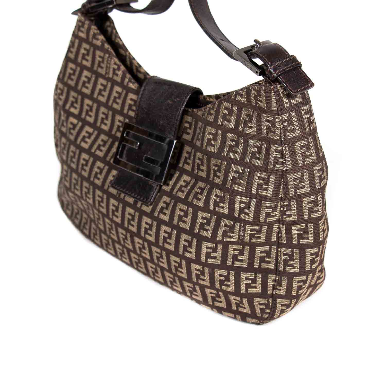 FNDI Leather Trimmed Zucca Baguette