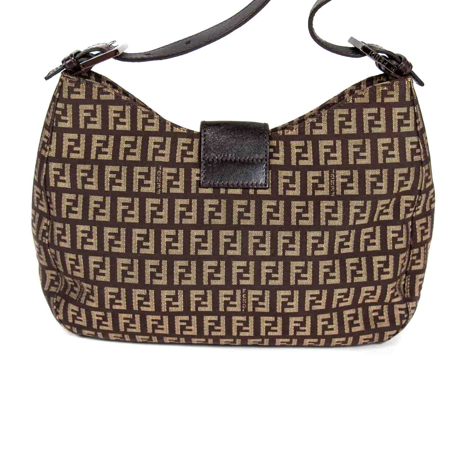 FNDI Leather Trimmed Zucca Baguette