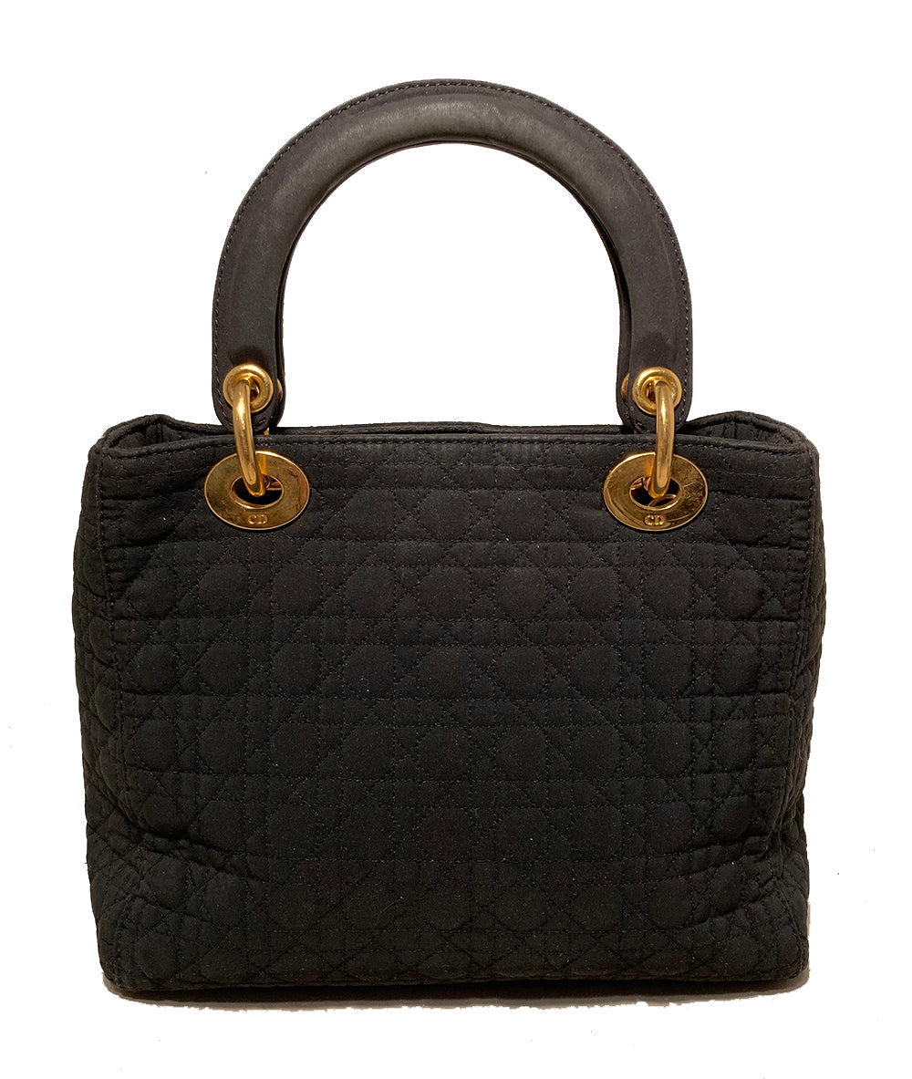 Christian DOR Black Nylon Medium Lady Di Bag