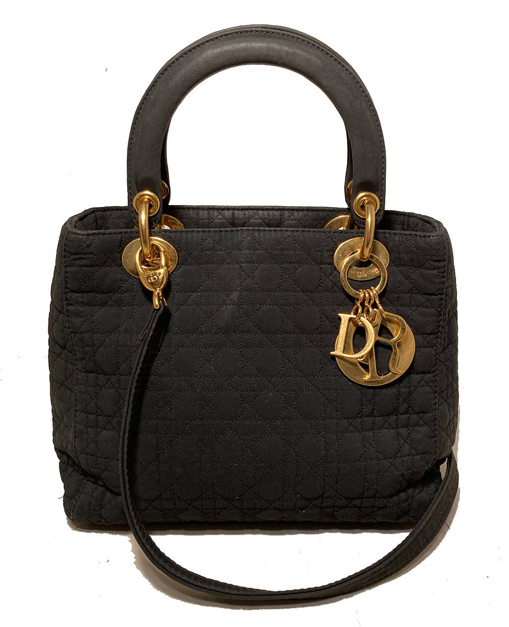 Christian DOR Black Nylon Medium Lady Di Bag