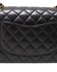 CHNL Classic Black Quilted Lambskin Leather Classic Medium Double Flap Bag
