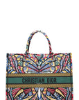 CHRISTIAN DOR Butterfly Book Tote Large Green Blue