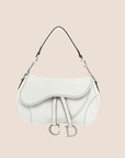 CHRISTIAN DOR WHITE LEATHER DOUBLE SADDLE BAG