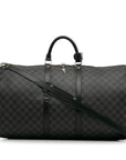Black LV Damier Graphite Keepall Bandouliere 55 Travel Bag