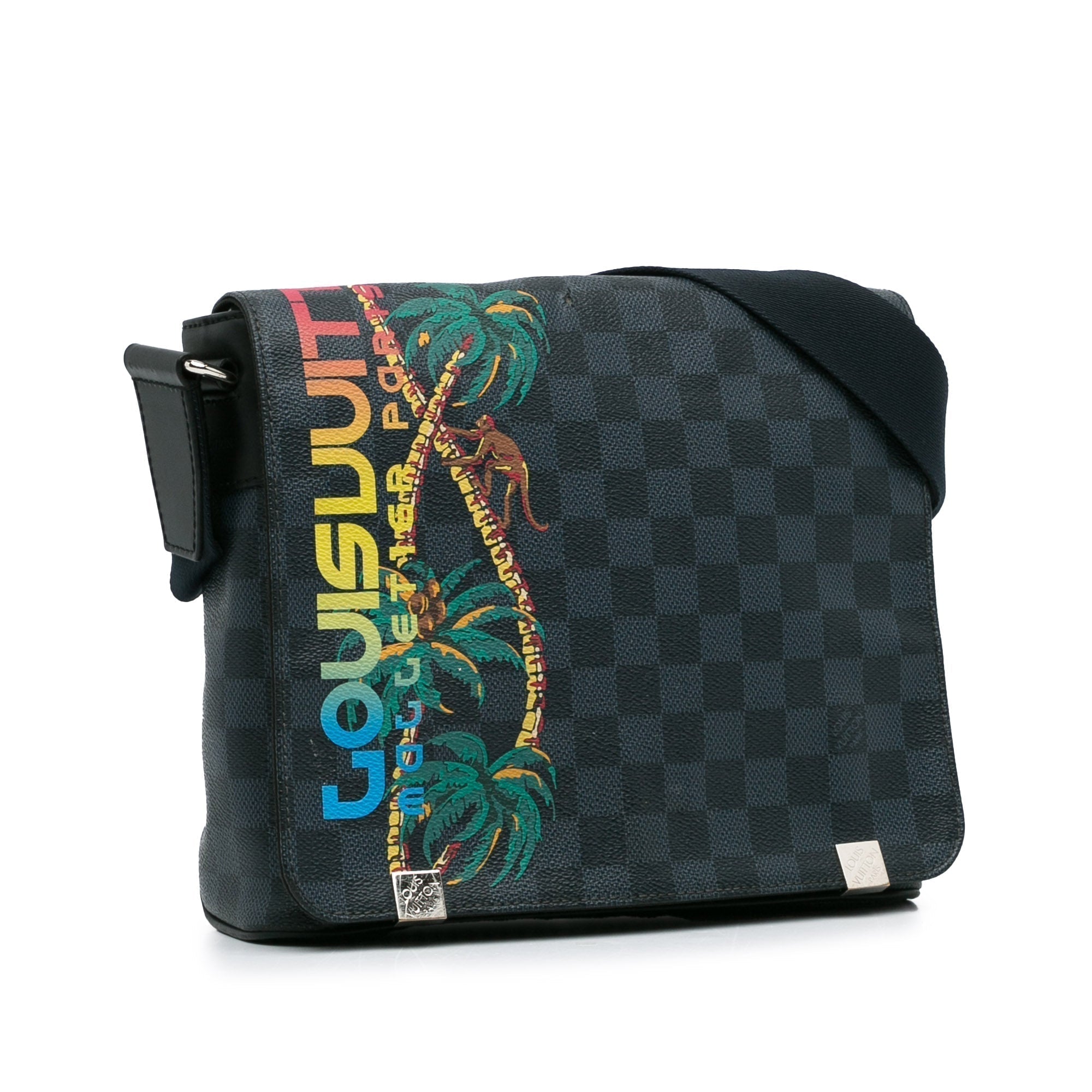 Black LV Damier Cobalt Jungle District Messenger PM Crossbody Bag