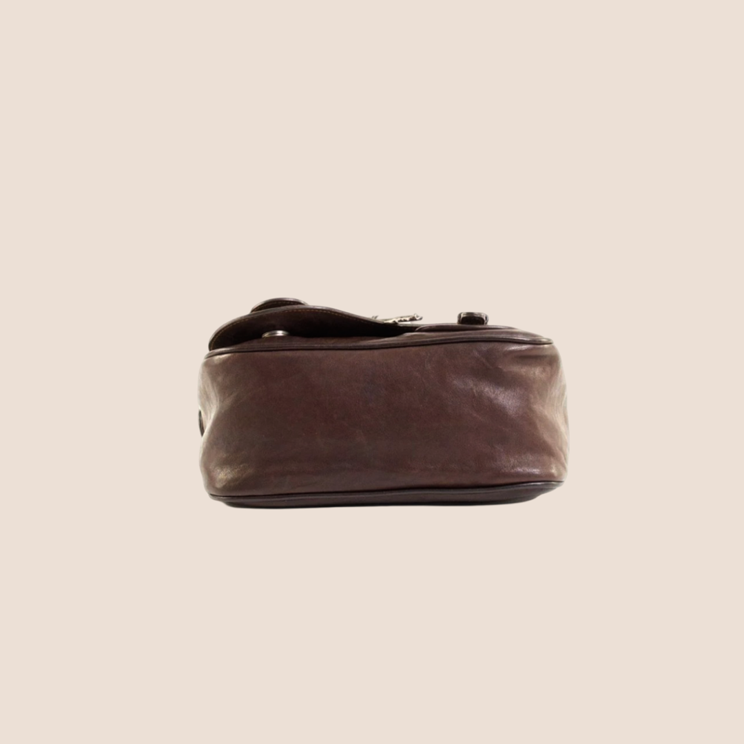 CHRISTIAN DOR BROWN LEATHER MINI GAUCHO BAG