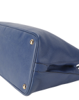 PRD BLUE-RED SAFFIANO LEATHER DOUBLE HANDLE TOTE (BN) GOLD HARDWARE WITH STRAP, CARD AND DUST COVER
