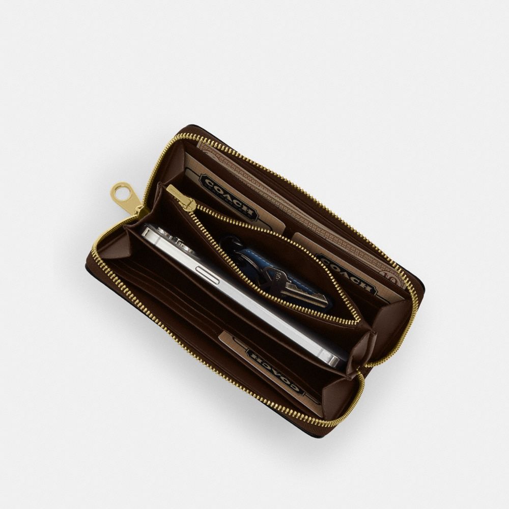 Long Zip Around Wallet In Signature Jacquard (Silver/Black/Black)