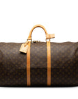 Brown LV Monogram Keepall Bandouliere 60 Travel Bag