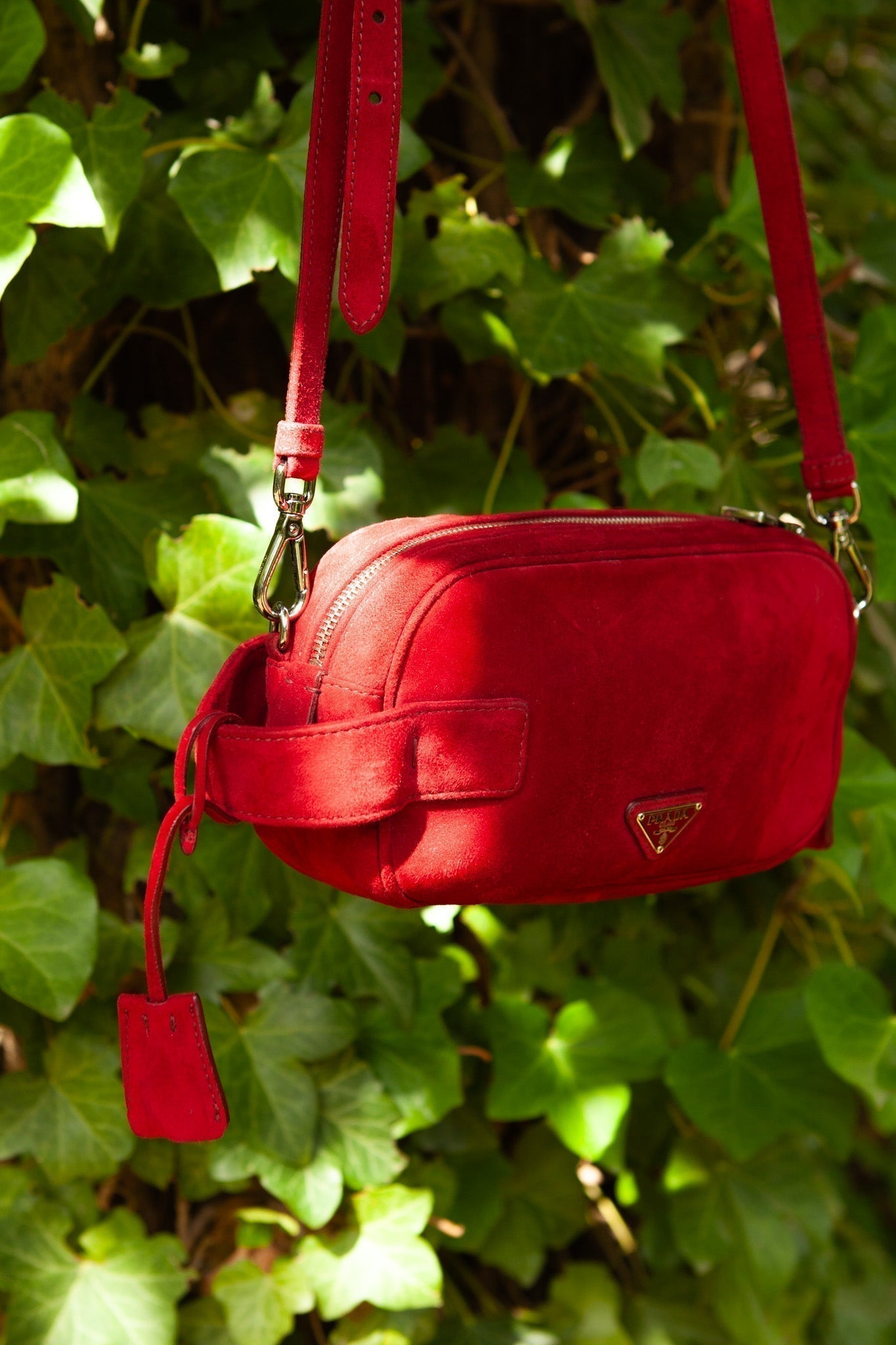 PRD Crossbody Bag Suede Rubinred