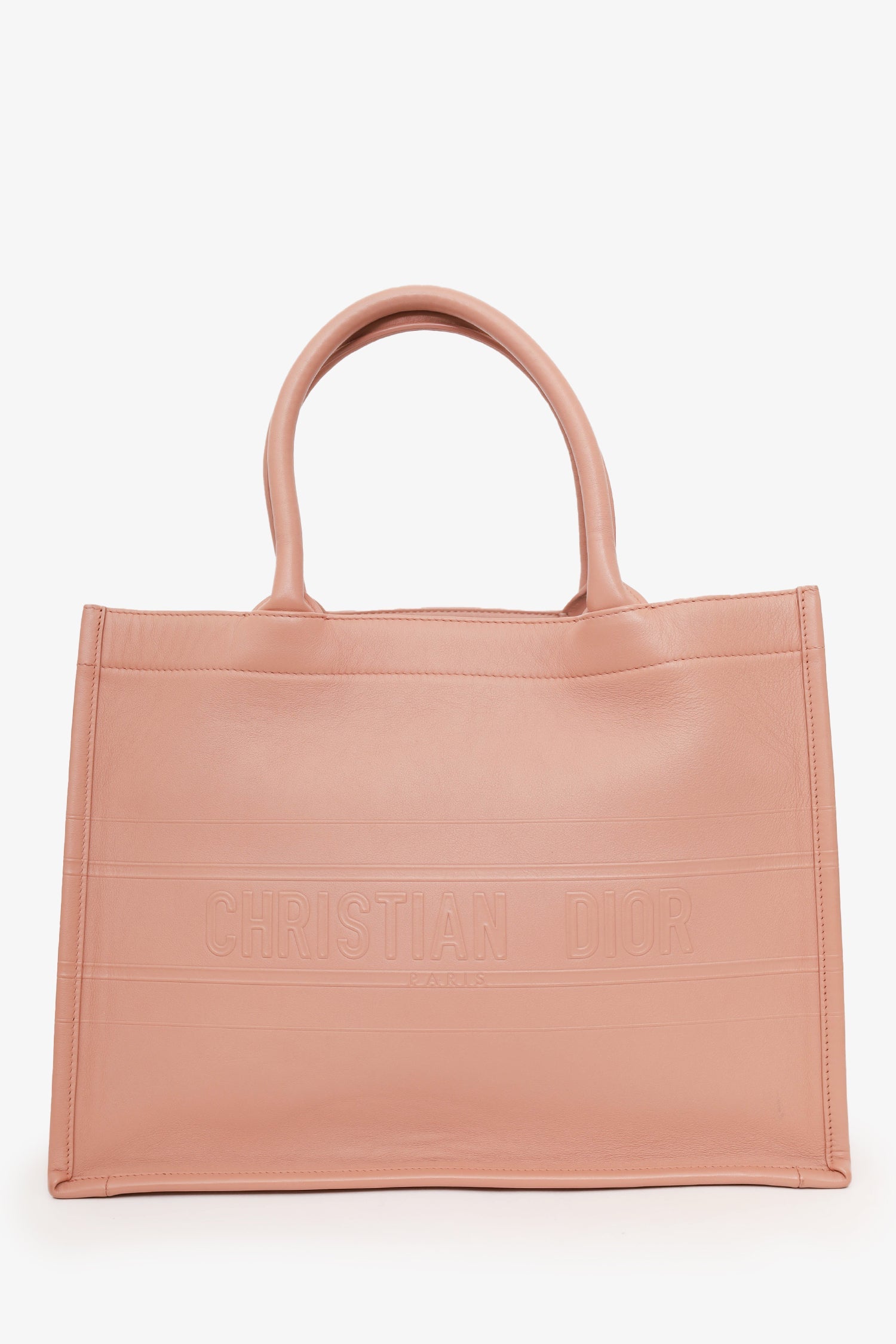 Christian DOR Pink Oblique Embossed Leather Medium Book Tote