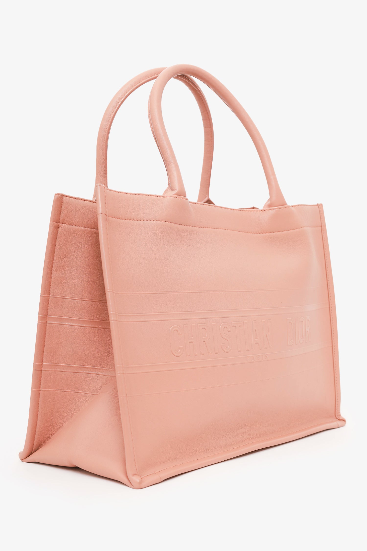 Christian DOR Pink Oblique Embossed Leather Medium Book Tote
