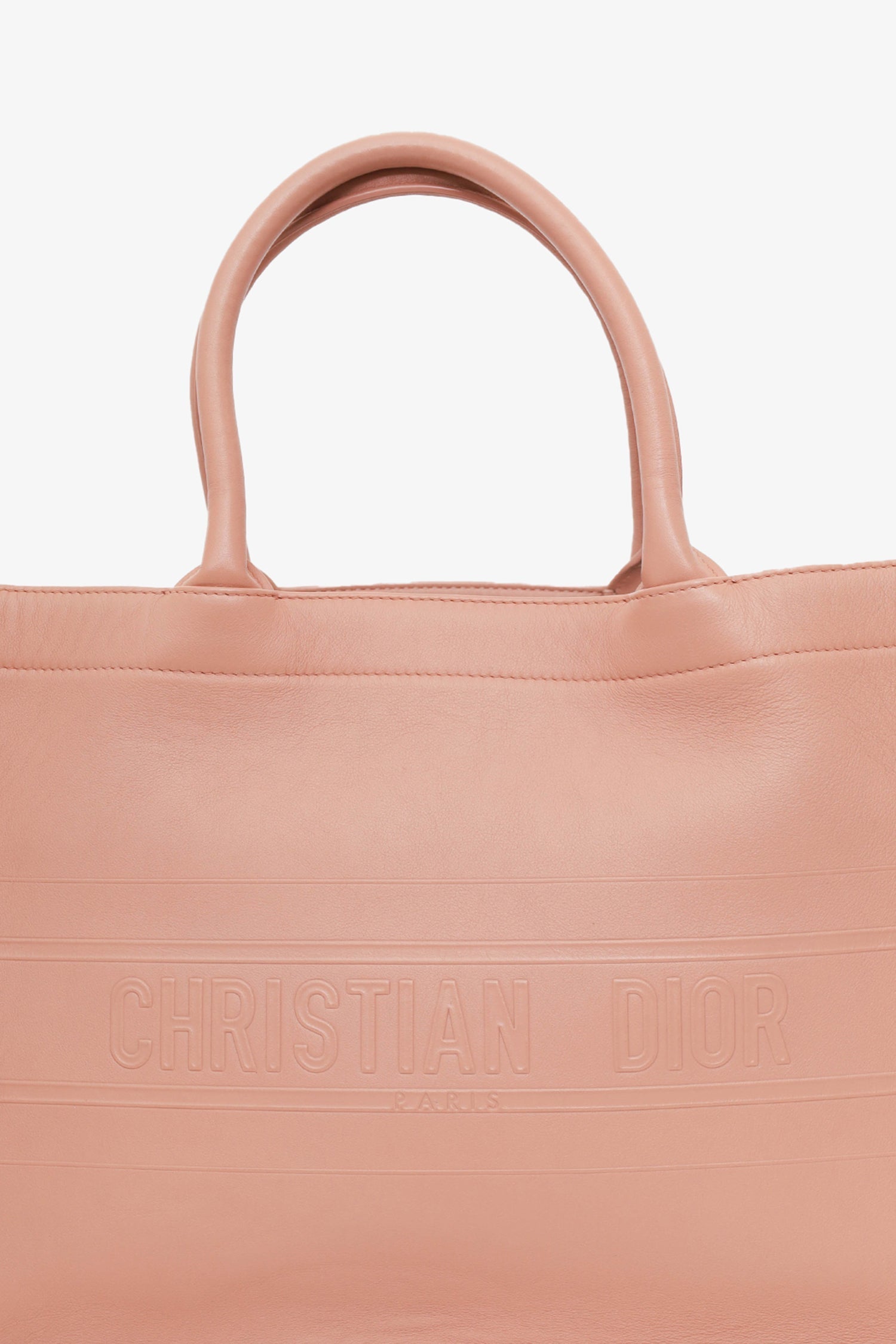 Christian DOR Pink Oblique Embossed Leather Medium Book Tote