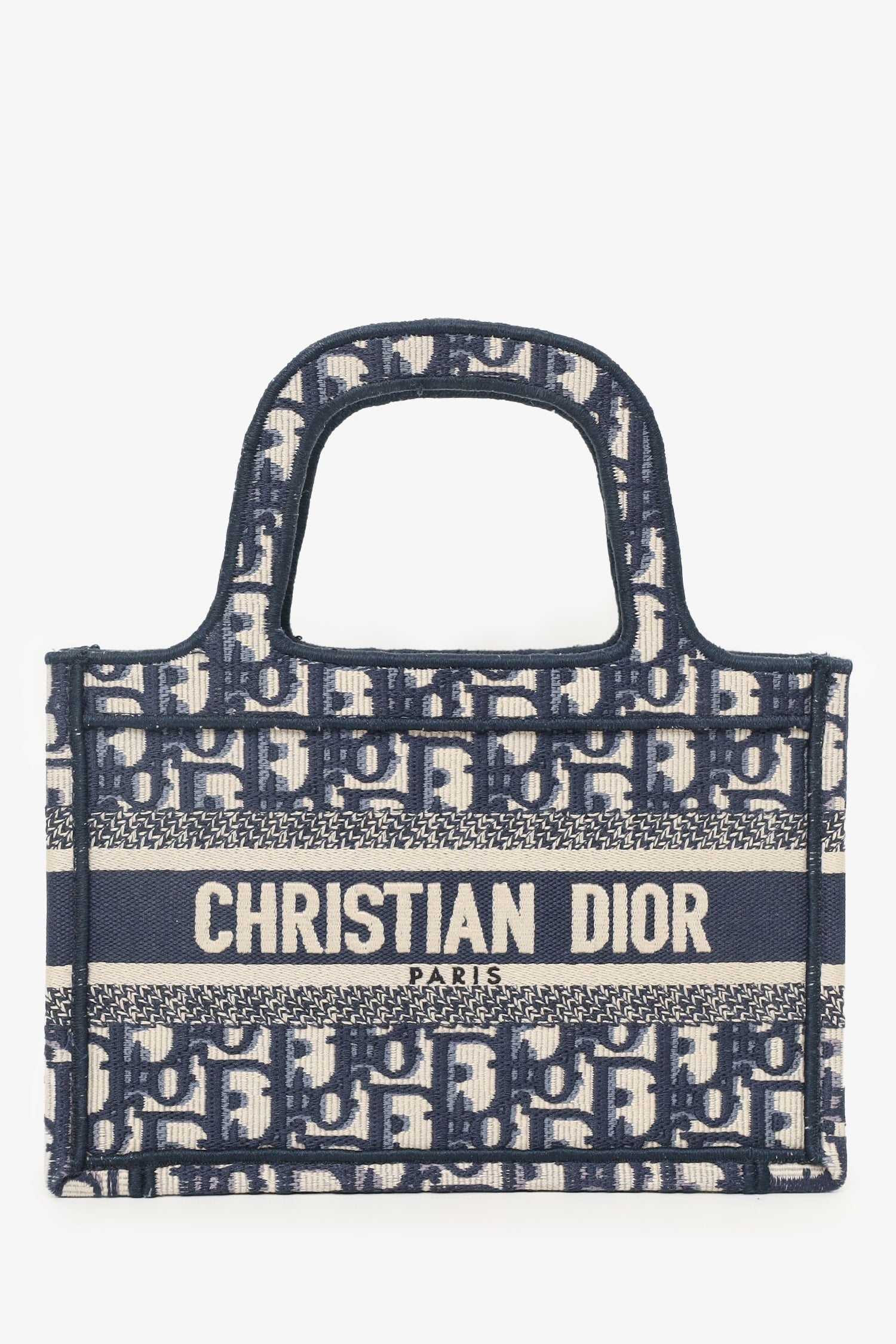 Christian DOR Navy Oblique Mini Book Tote