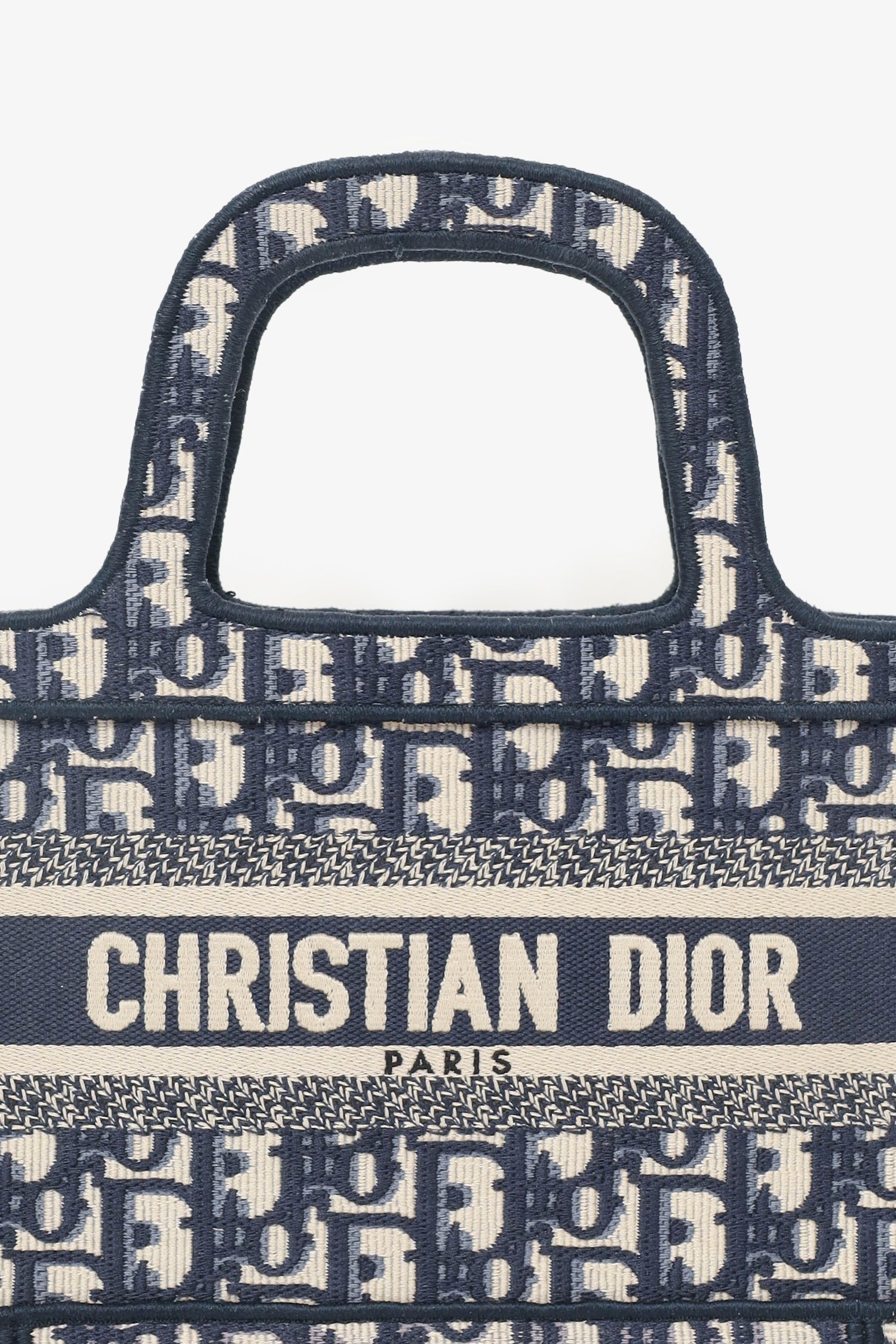 Christian DOR Navy Oblique Mini Book Tote