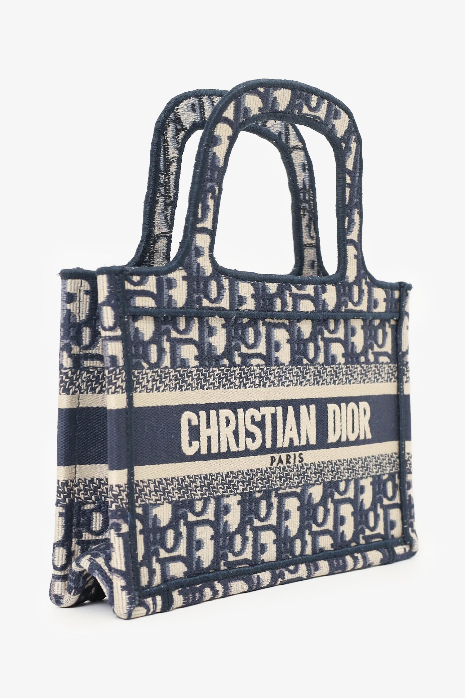 Christian DOR Navy Oblique Mini Book Tote