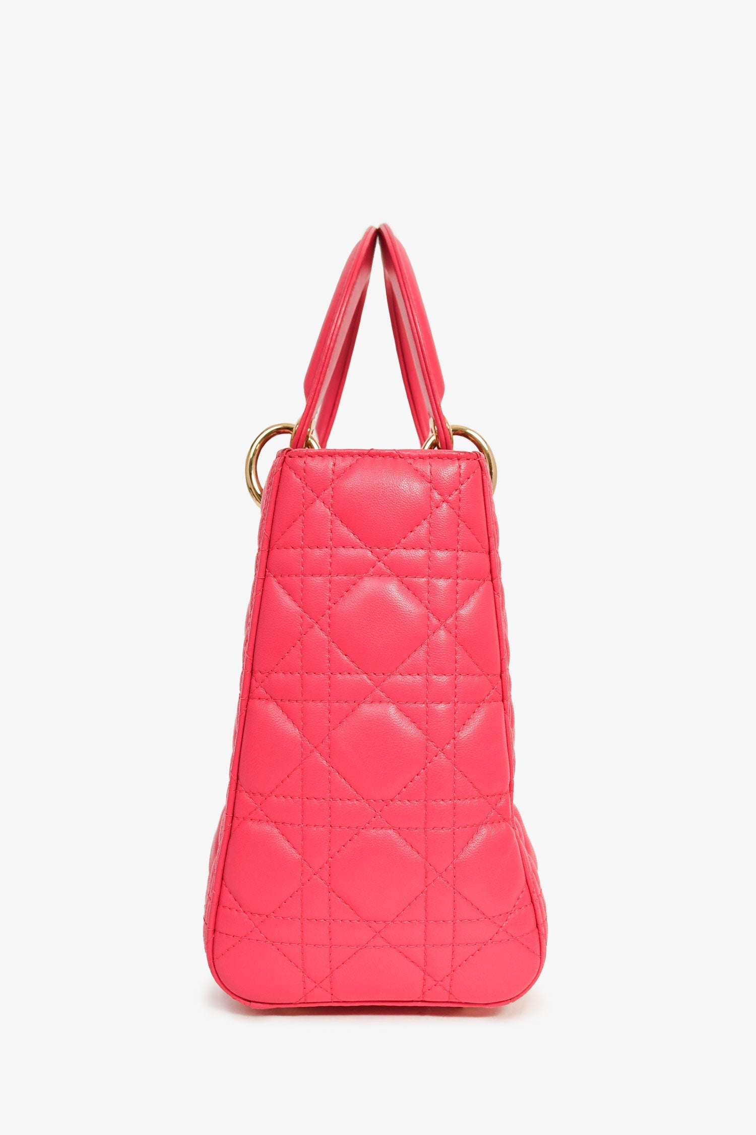 Christian DOR Pink Leather Medium 'Lady DOR' Top Handle Bag