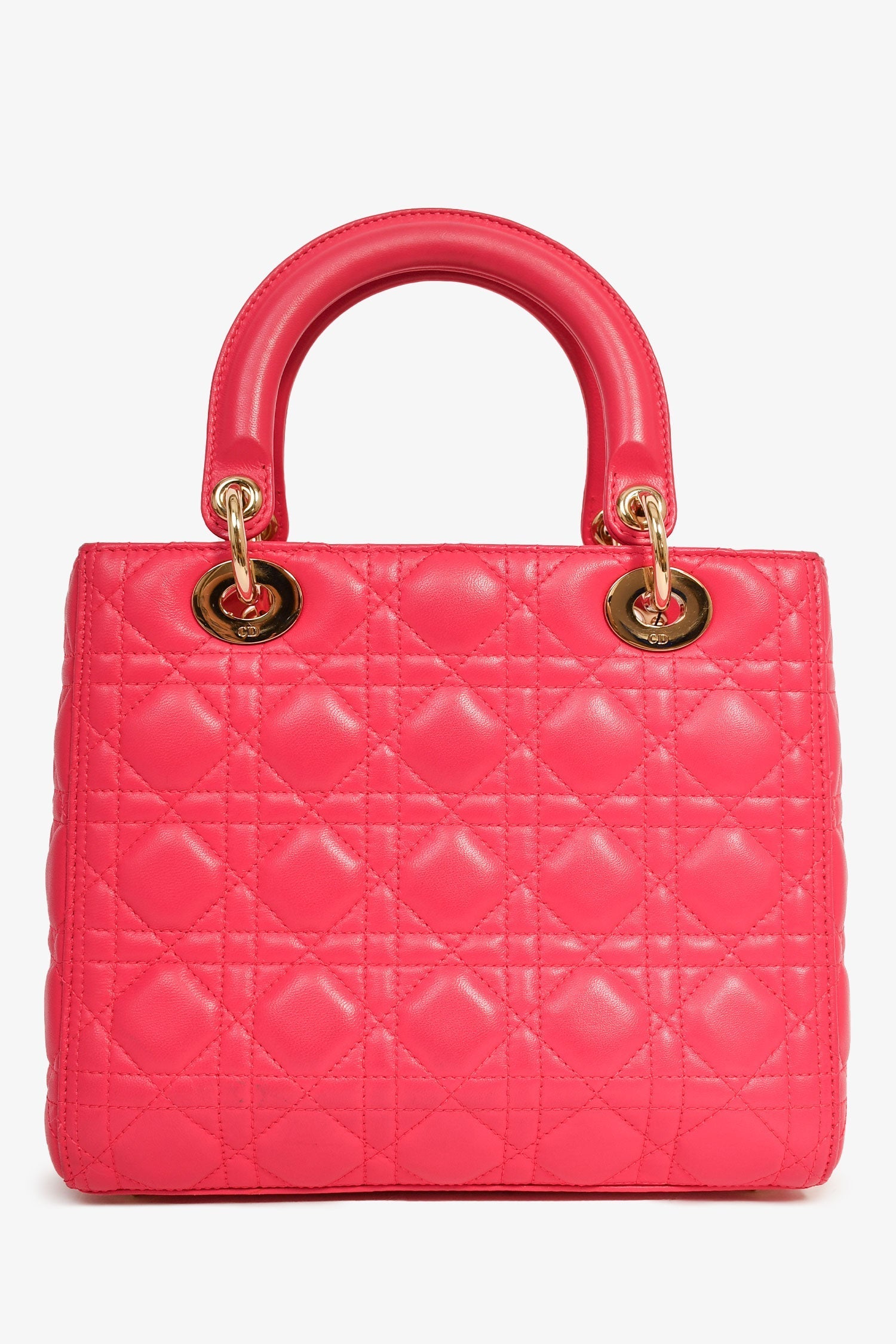 Christian DOR Pink Leather Medium 'Lady DOR' Top Handle Bag